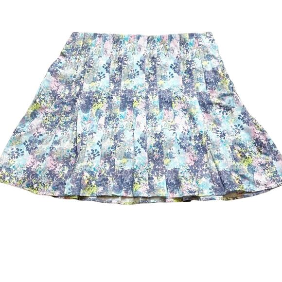 Tee Time Pastel Floral Pleated‎ Golf Skort Elastic Waist Side Zip Size Large - Picture 10 of 10